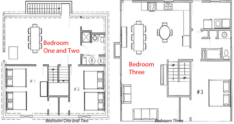 The Floor Plan For Bedroom One Two and Three